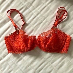 Victoria’s Secret unlined push up bra/ bright orange/ 34C